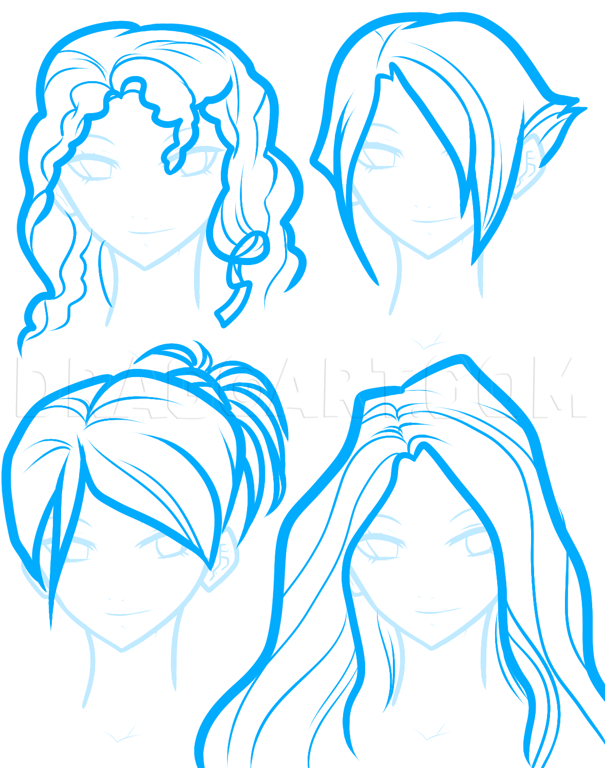 how to draw anime hair step by step easy