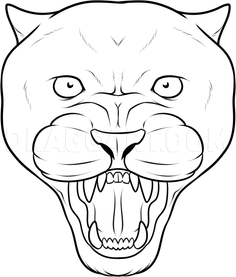 How To Draw A Panther Face, Black Panther Tattoo, Step by Step, Drawing