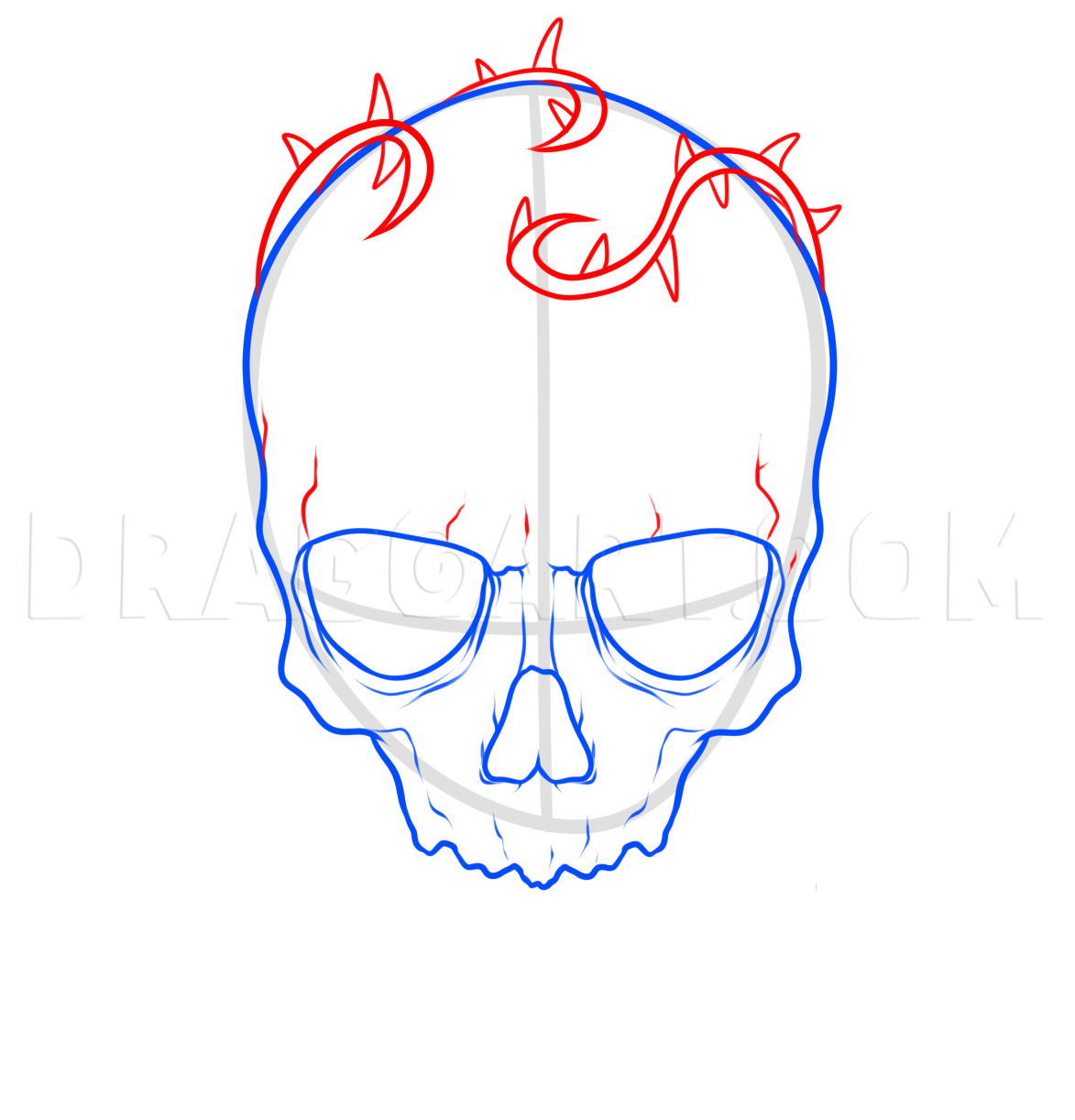 easy skull drawings step by step