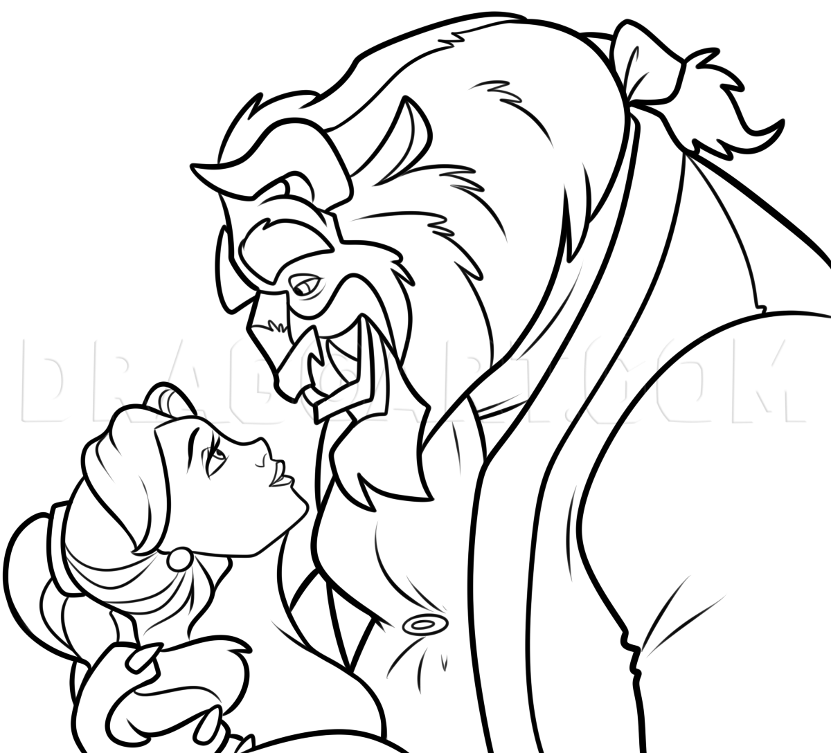 How To Draw Belle And Beast Step By Step Drawing Guide By Dawn Dragoart