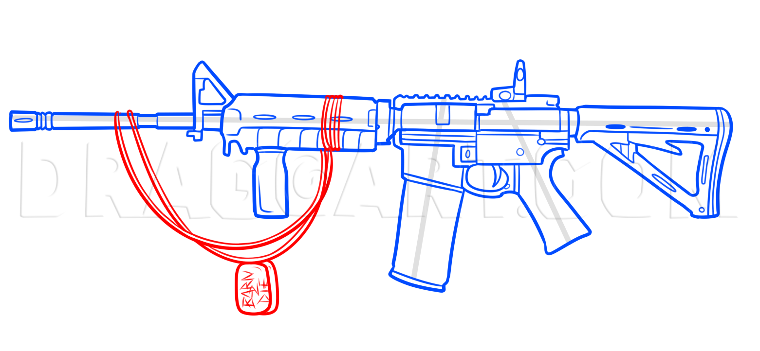 Ar 15 Drawing How To Draw An Ar15, Step By Step, Drawing Guide, By