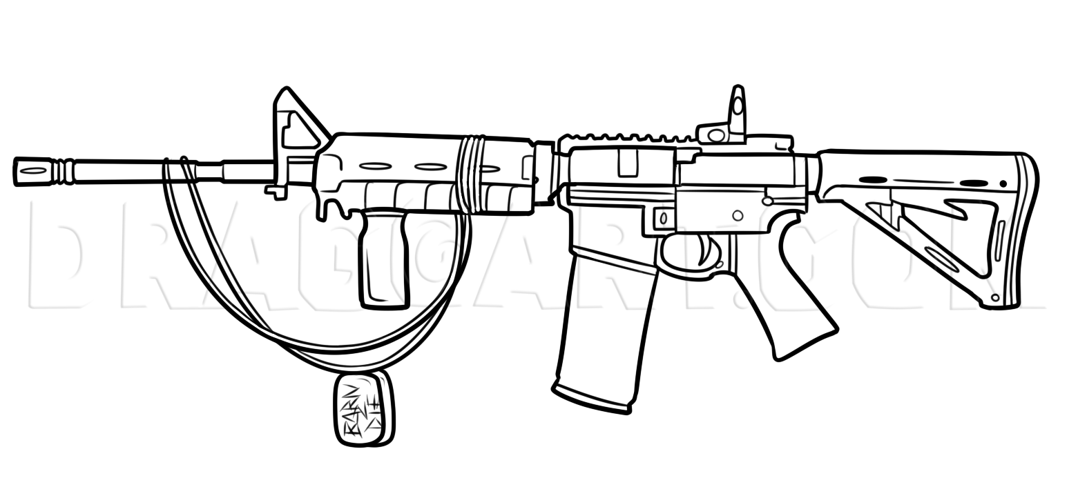 How To Draw An AR 15 Coloring Page Trace Drawing