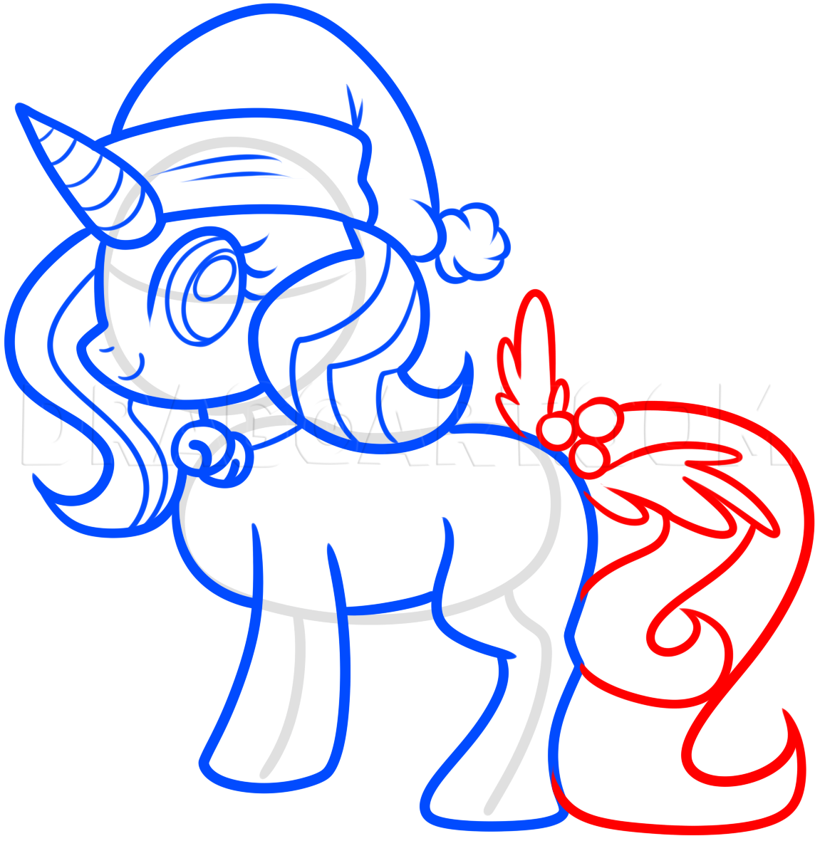 How To Draw A Christmas Unicorn by Dawn