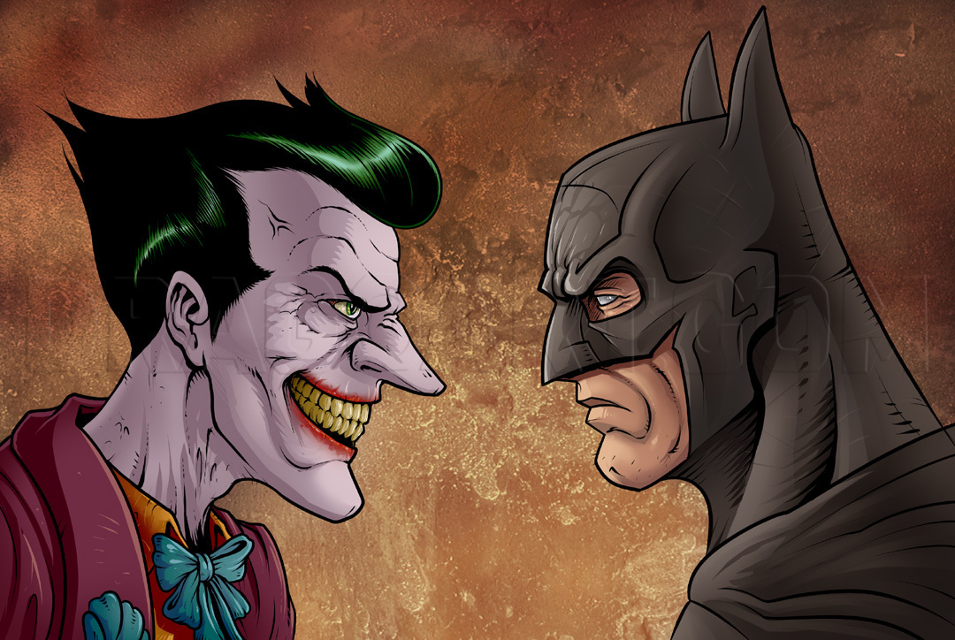 batman vs joker drawings