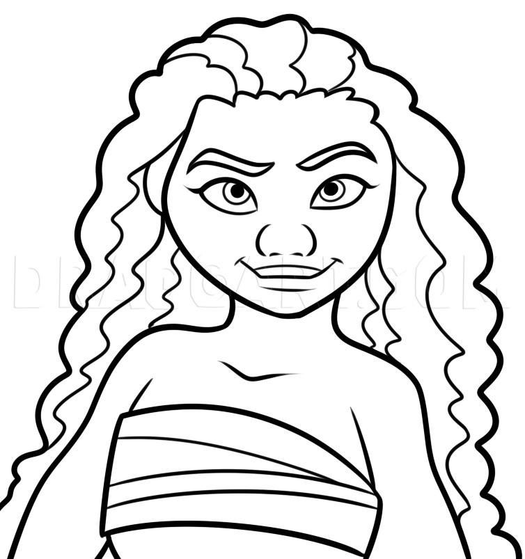 How To Draw Moana Step By Step Drawing Guide By Dawn Dragoart