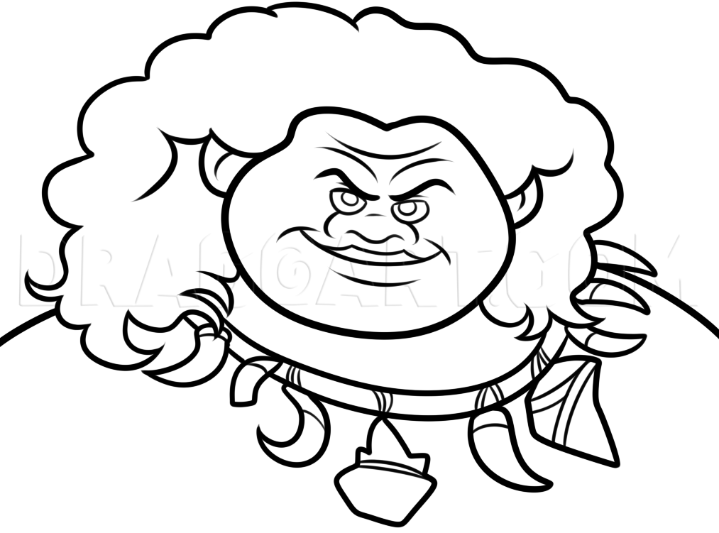 How To Draw Maui Moana Coloring Page Trace Drawing