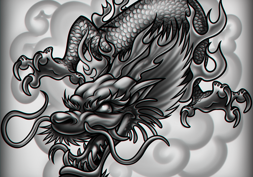 chinese dragon head tattoo flash