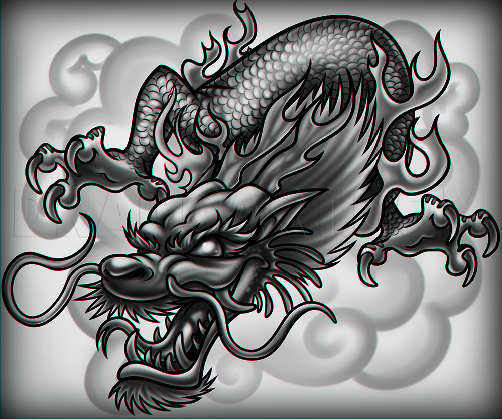 How To Draw A Chinese Dragon Tattoo Step By Step Drawing Guide By 