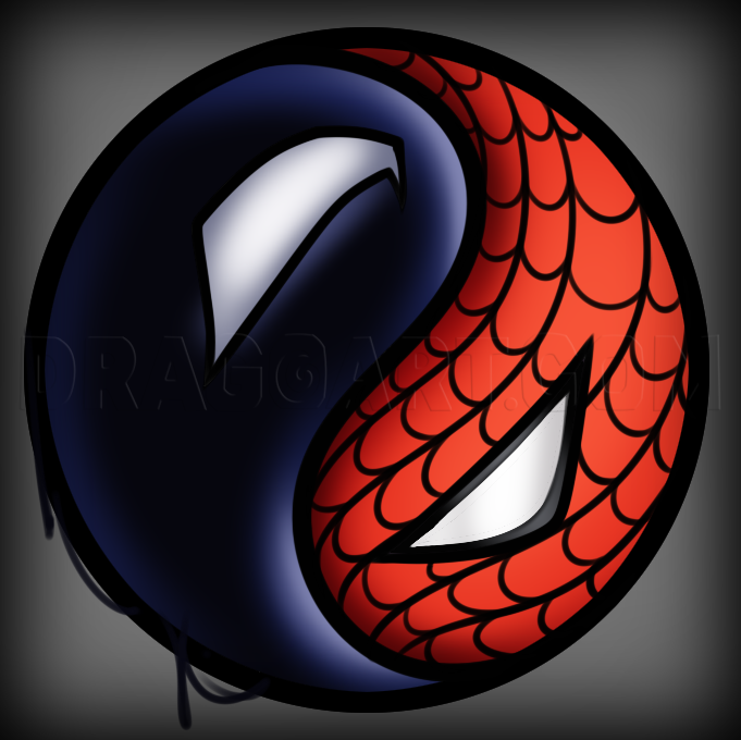 How To Draw A Spiderman And Venom Yin Yang, Step by Step, Drawing Guide, by  Dawn - DragoArt