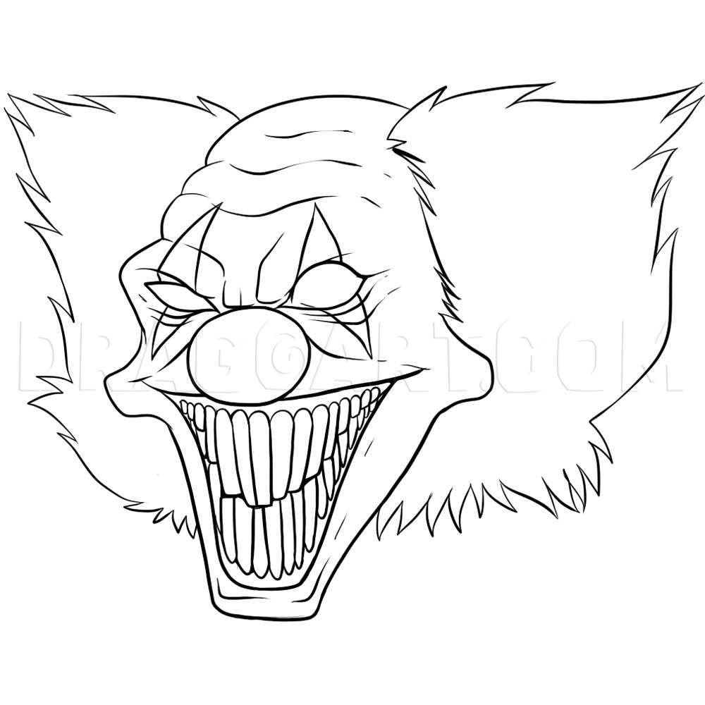 evil clown drawings with color