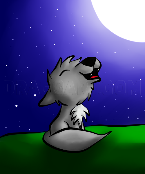 sad wolf pup drawing