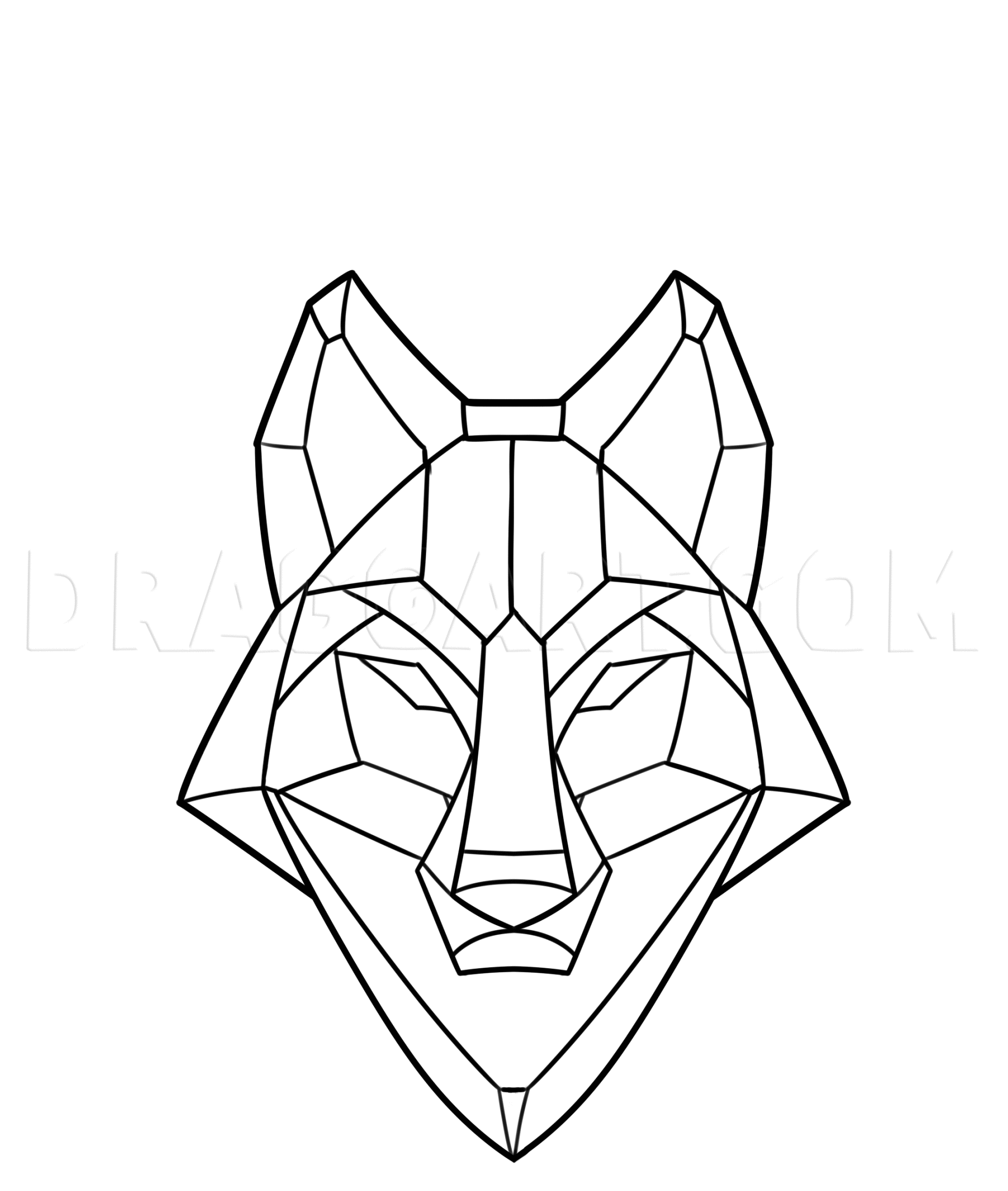 How To Draw A Geometric Wolf Tattoo Step By Step Drawing Guide By Dawn Dragoart Com