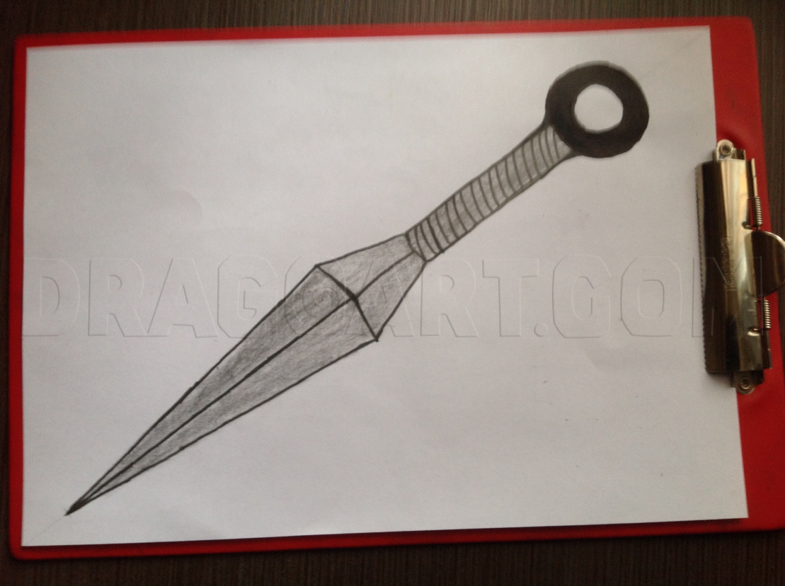 How To Draw A Kunai Knife, Step by Step, Drawing Guide, by markovidiu