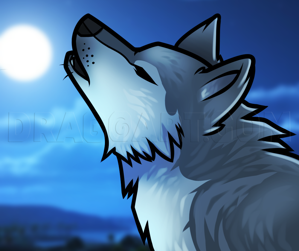 werewolf howling drawing