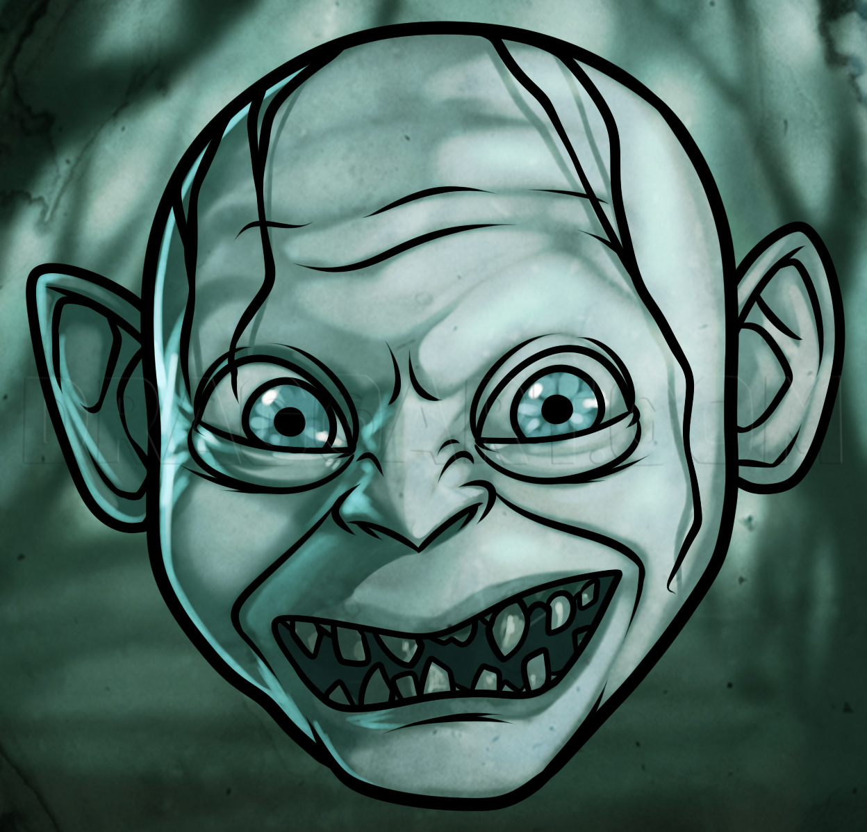 How To Draw Gollum Easy, Step by Step, Drawing Guide, by Dawn DragoArt