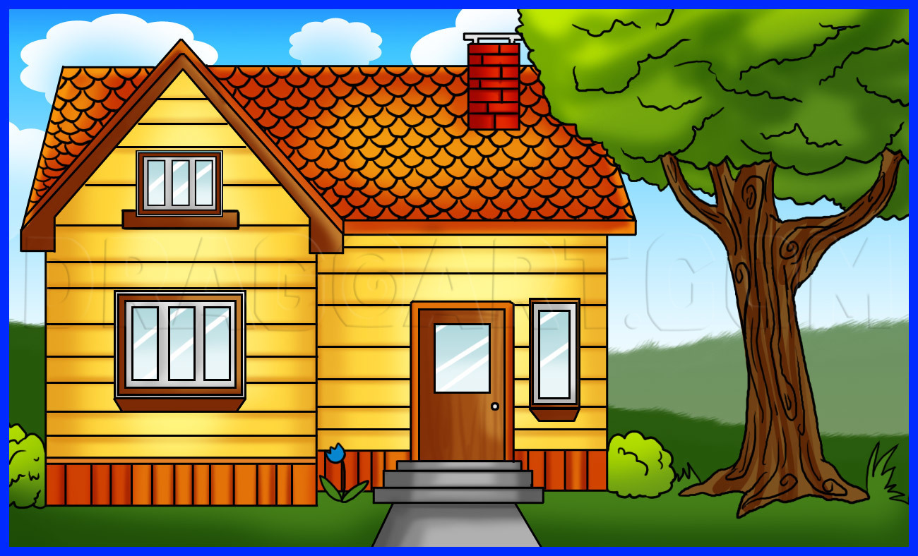 How To Draw A House Step By Step Drawing Guide By Dawn DragoArt