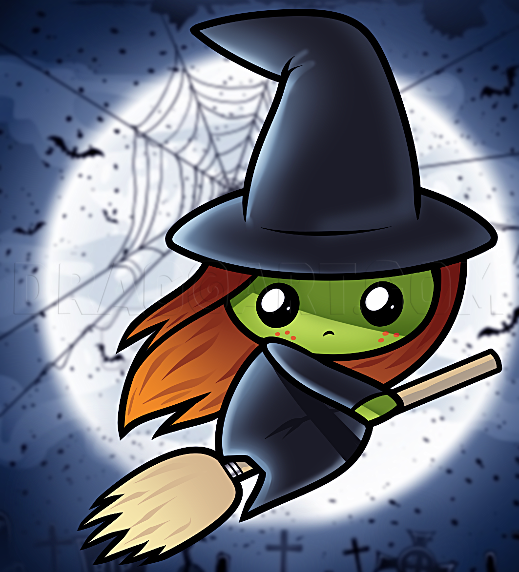 simple witch drawing