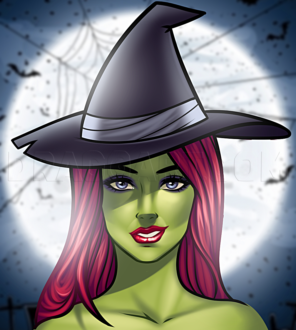 pretty witch face drawing