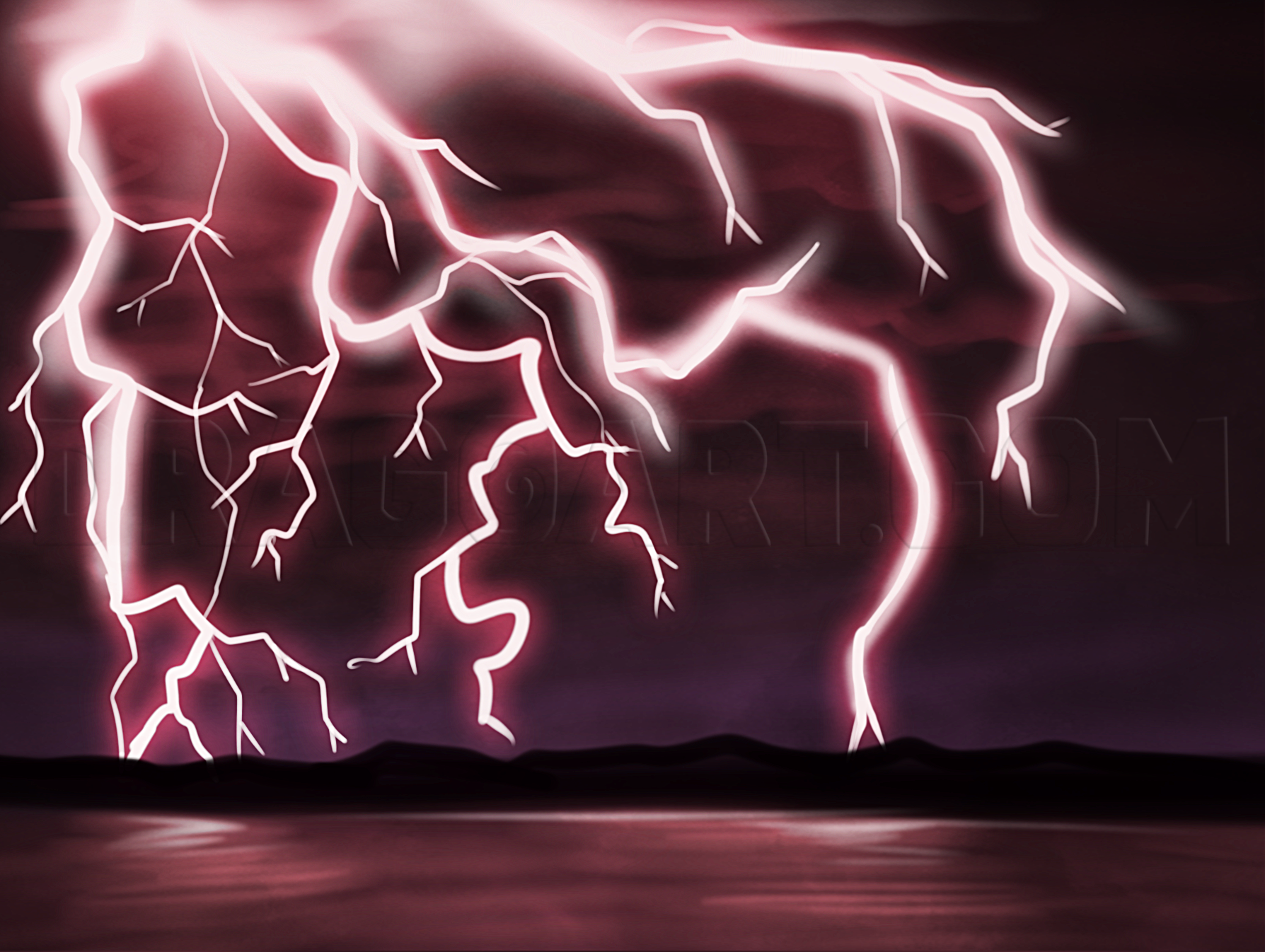 Drawing of lightning in a storm