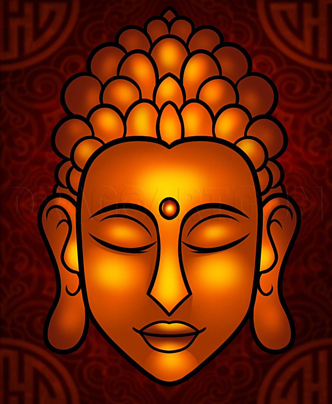 buddha face sketch