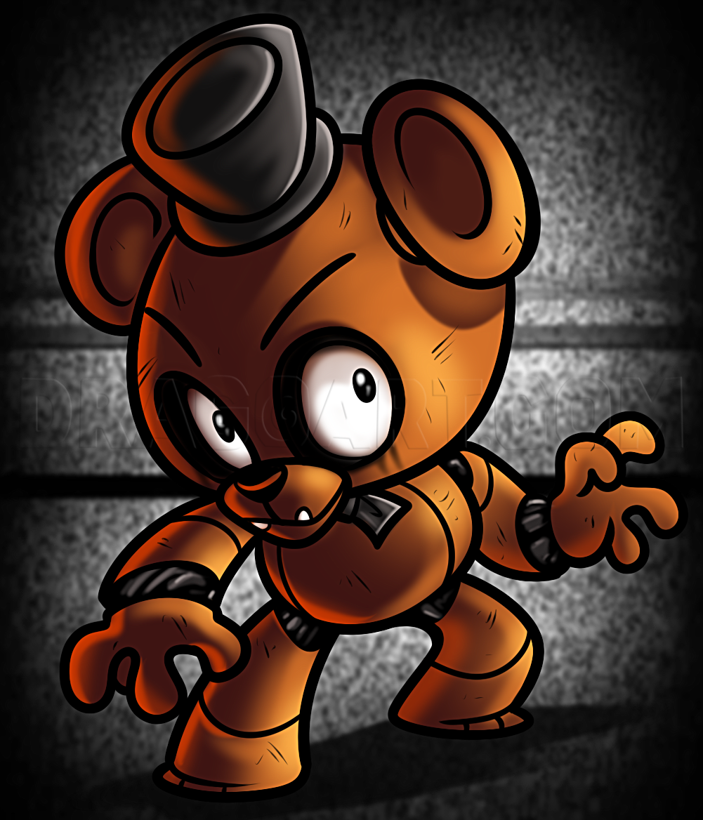 How to Draw Freddy Fazbear, Five Nights at Freddys, Step by Step