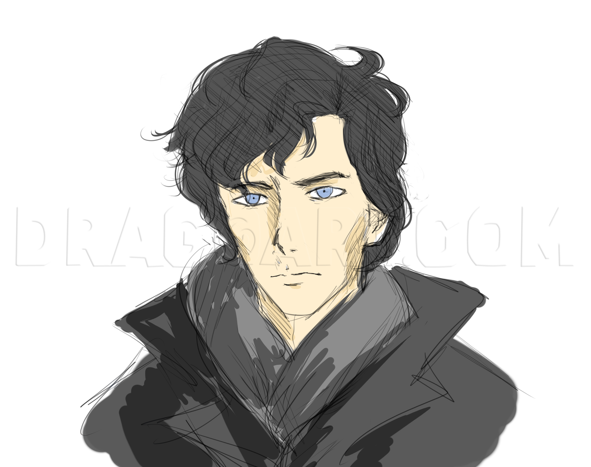 How To Draw Semi Realistic People Sherlock Holmes By