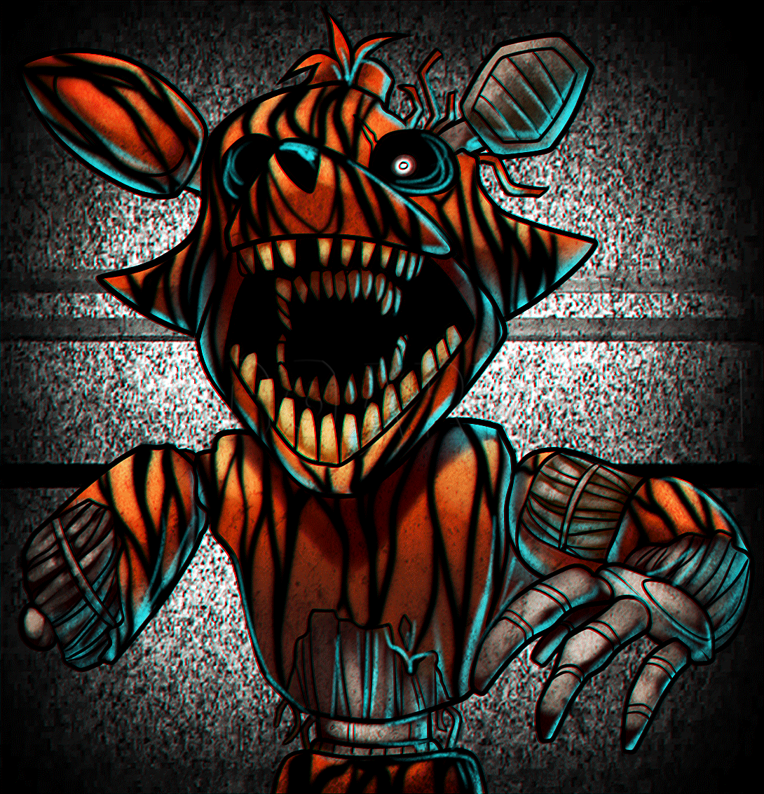 Phantom Foxy drawing, re-done from one I drew a few years ago :  r/fivenightsatfreddys