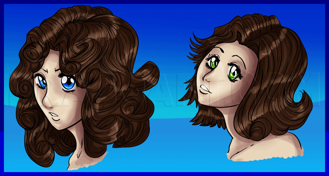 curly anime hair drawing