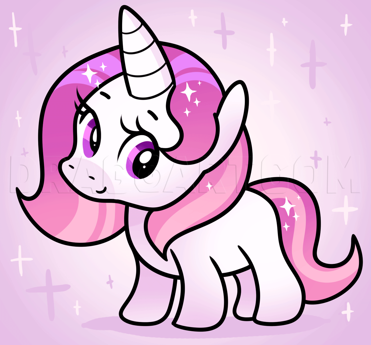 How To Draw A Simple Unicorn, Step by Step, Drawing Guide, by Dawn