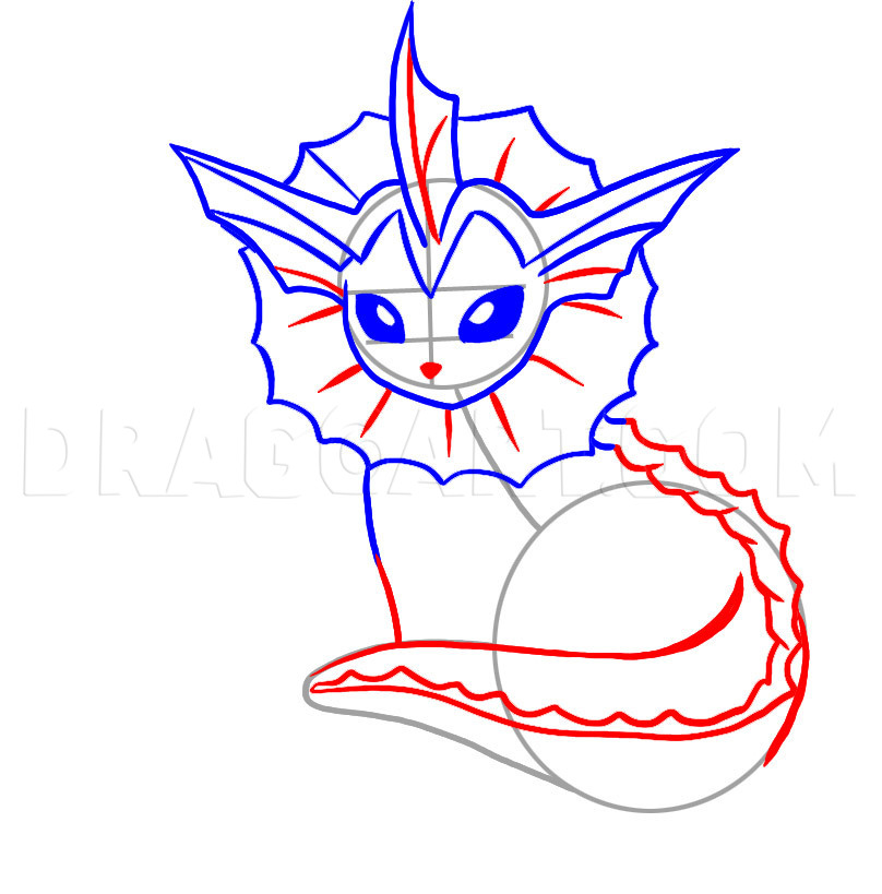 How To Draw Vaporeon, Step by Step, Drawing Guide, by Dawn | dragoart.com