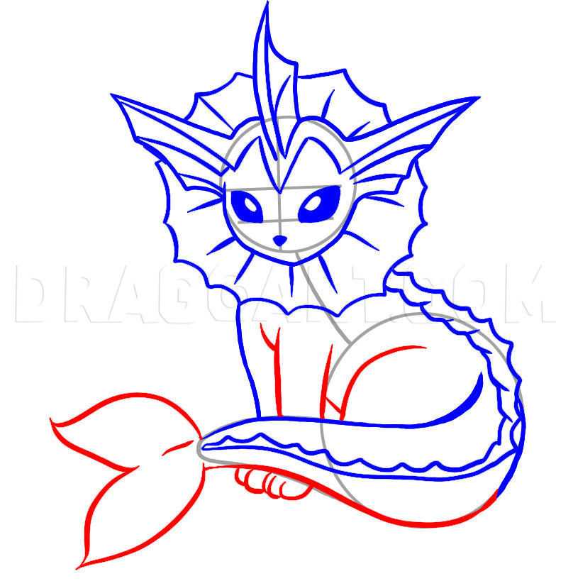 How To Draw Vaporeon, Step by Step, Drawing Guide, by Dawn | dragoart.com