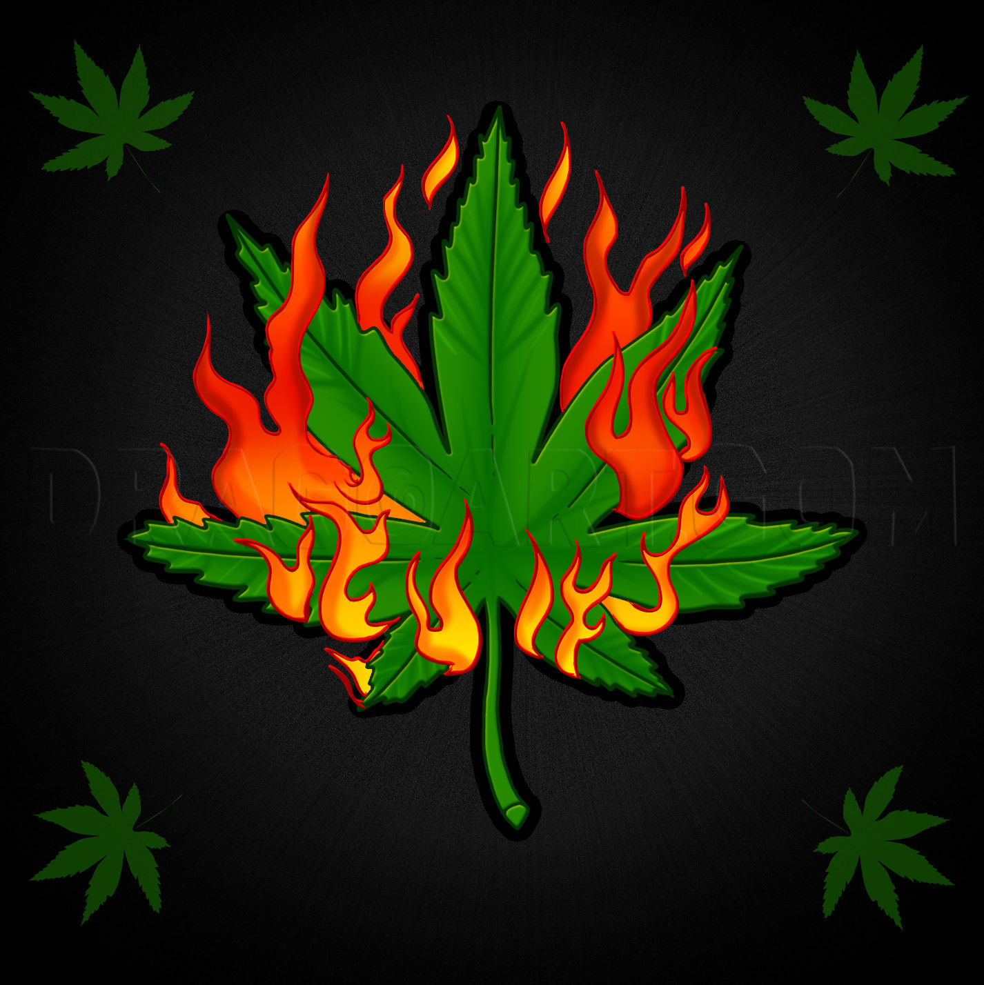 middle finger pot leaf drawing