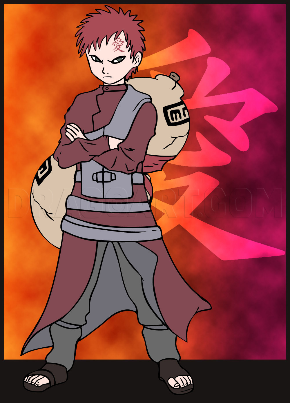 how to draw gaara full body