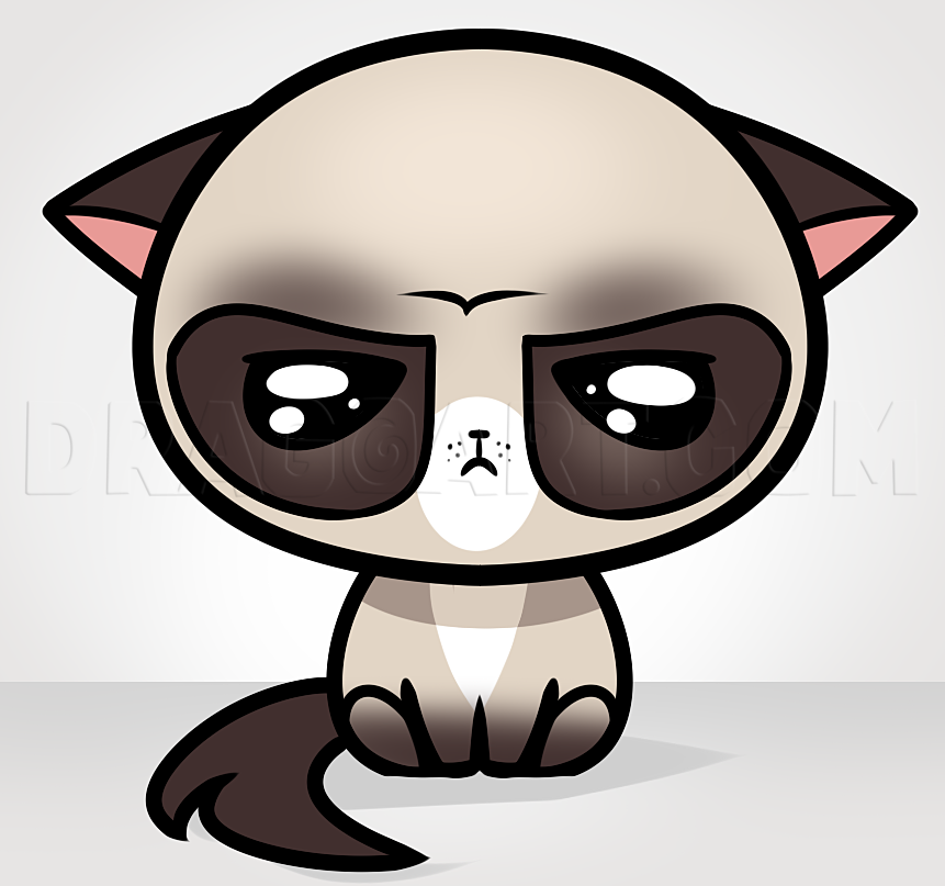 How to Draw Chibi Grumpy Cat - DrawingNow