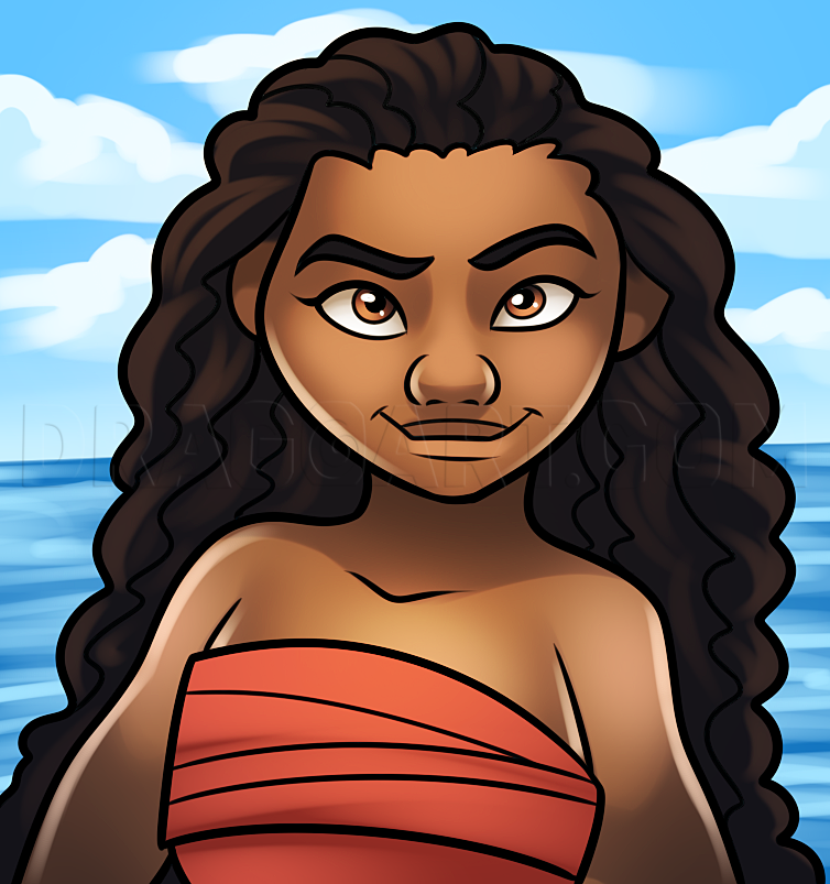 How To Draw Moana Step By Step Drawing Guide By Dawn Dragoart Com