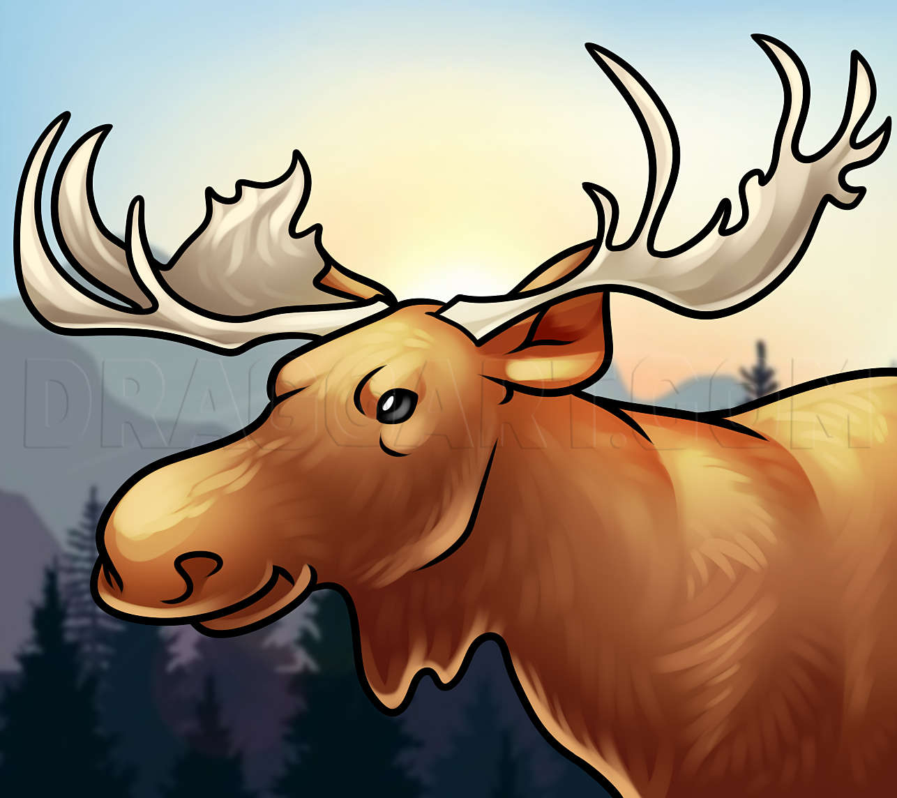 cute moose drawing