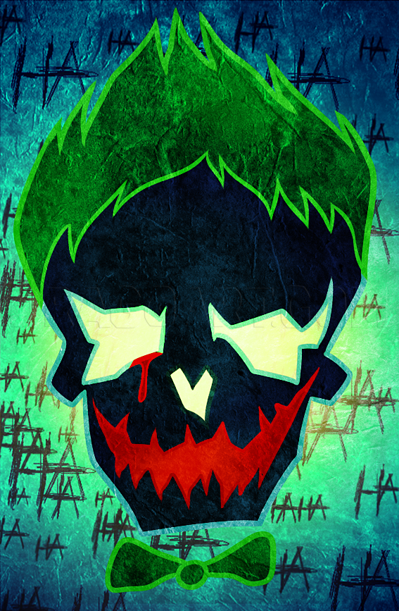 Draw Suicide Squad Joker Skull by Dawn dragoart.com