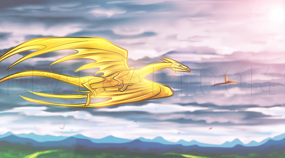 simple flying dragon drawing