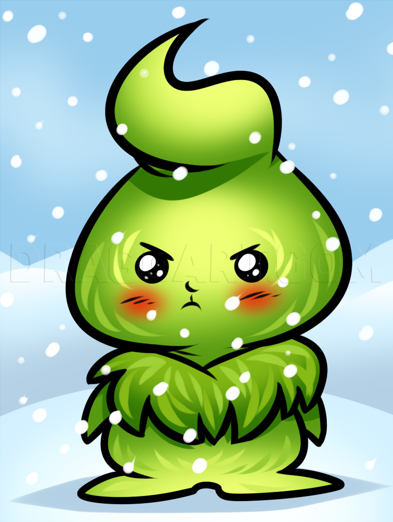 Kawaii Grinch Draw Christmas Characters Step By Step Drawing Guide By Dawn Dragoart Com