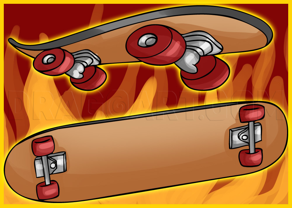 How To A Skateboard, Step by Step, Drawing Guide, by - DragoArt