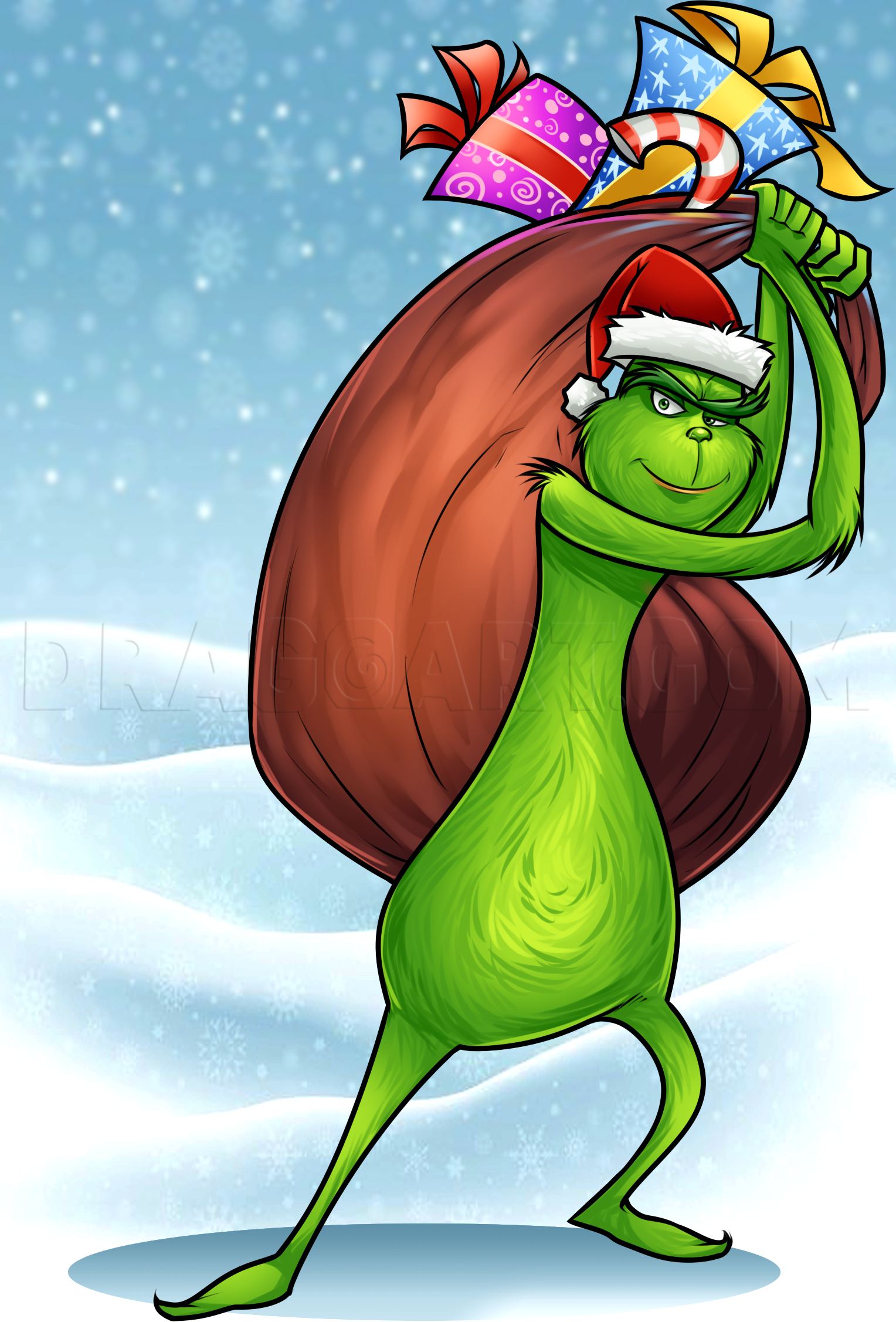 How To Draw Grinch, Step by Step, Drawing Guide, by Dawn - DragoArt