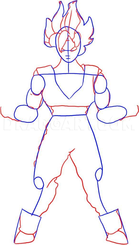 How To Draw Goku SSJ Blue (Kaioken), Step By Step