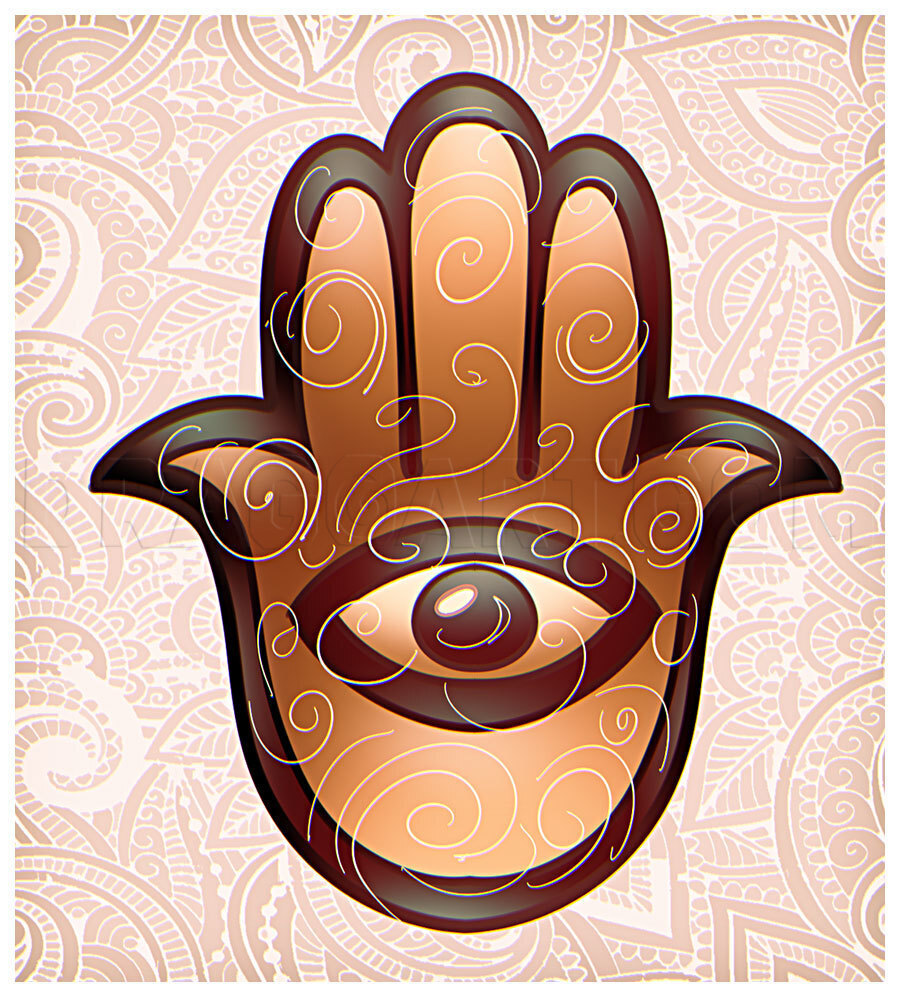 How To Draw The Hamsa Hand, Hindu Hand Tattoo, Step by Step, Drawing