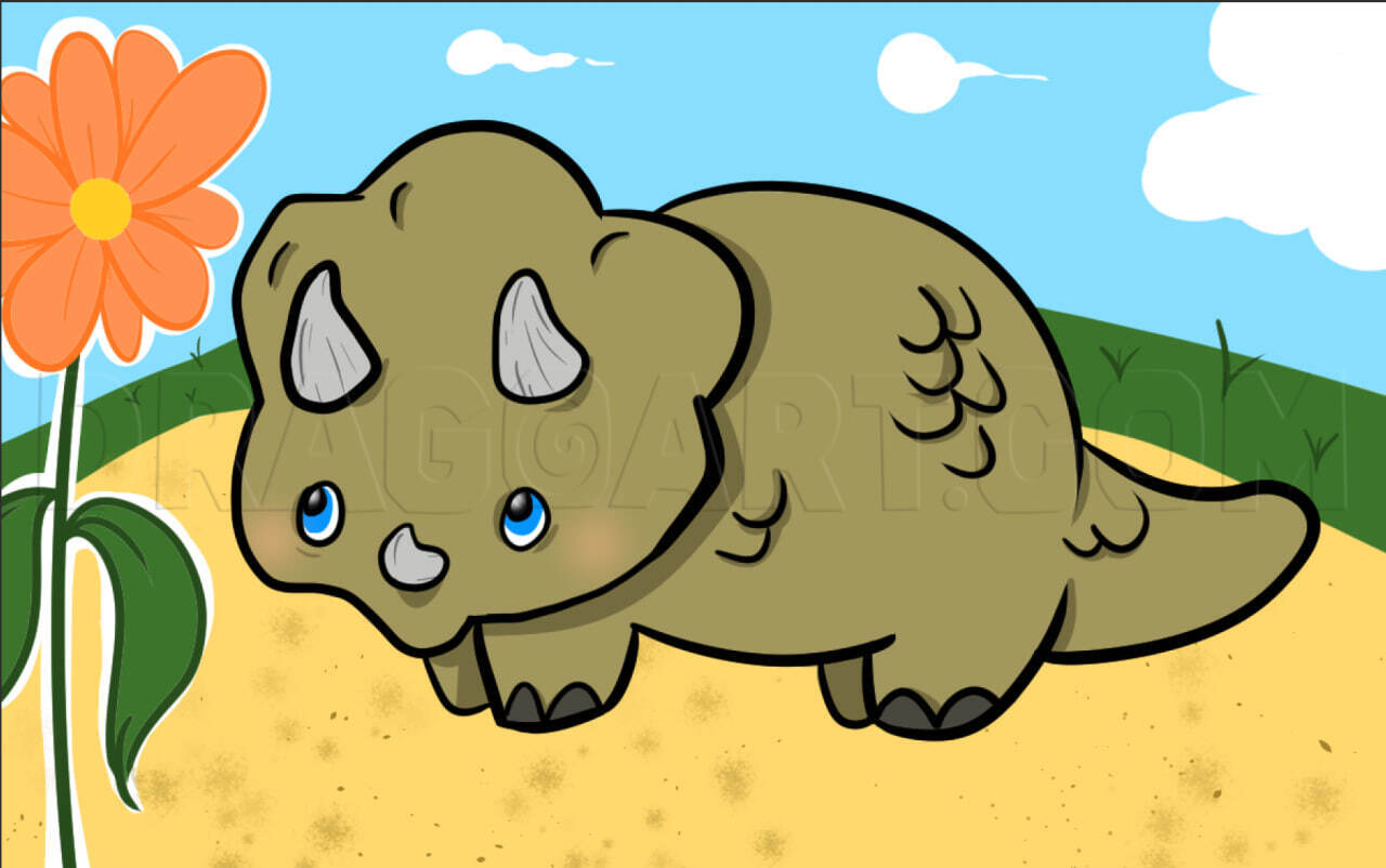 How to Draw a Little Triceratops
