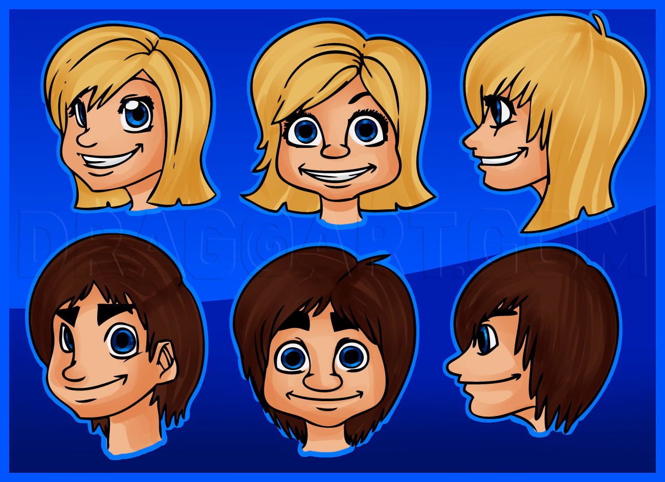 How To Draw Cartoon Faces, Step by Step, Drawing Guide, by Dawn - DragoArt