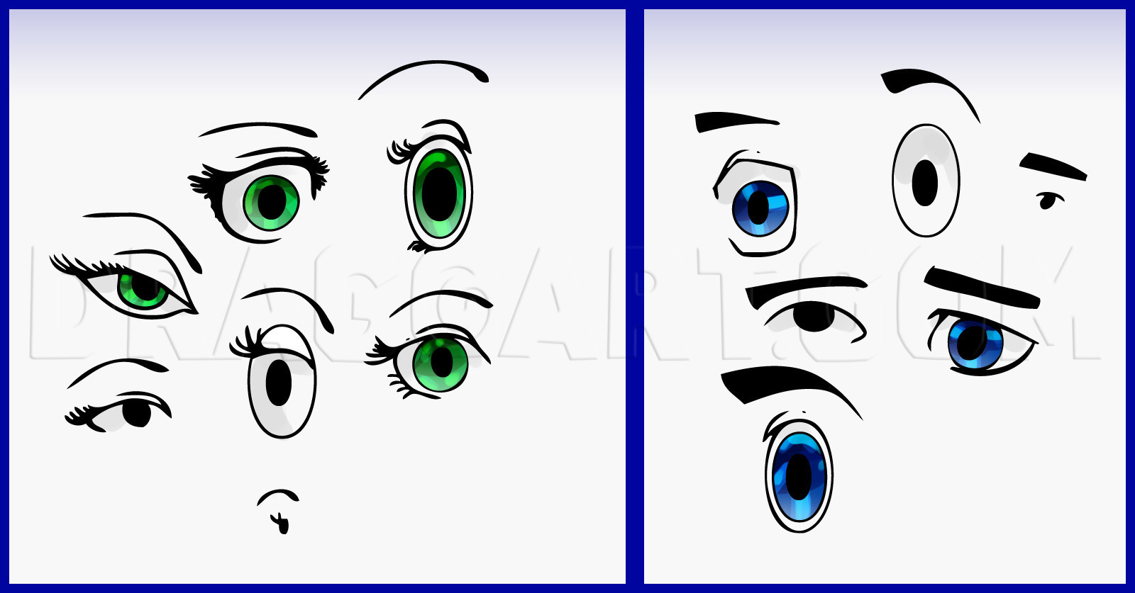 How To Draw Cartoon Eyes Step by Step Drawing Guide by Dawn 