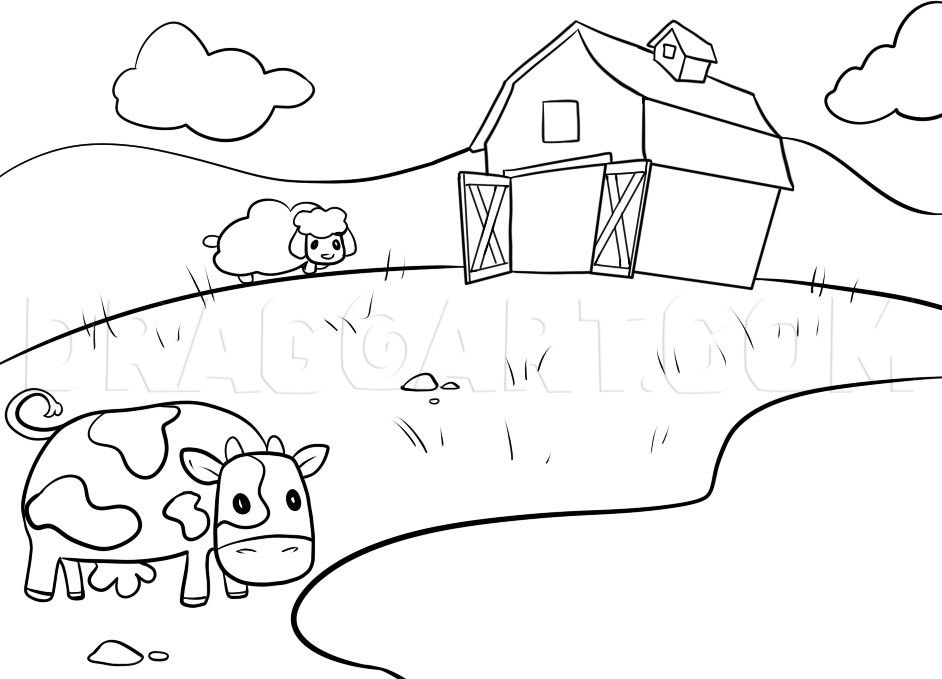 How To Draw A Farm, Step by Step, Drawing Guide, by Dawn - DragoArt