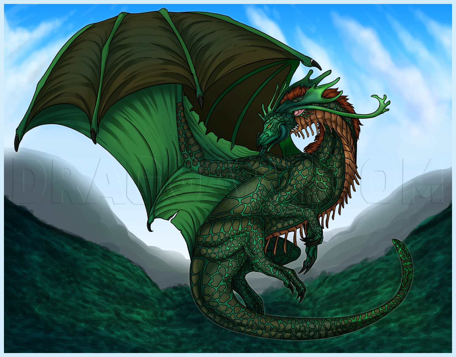 Cool Dragon Drawing : Transparent Fire Breathing Dragon Clipart Cool