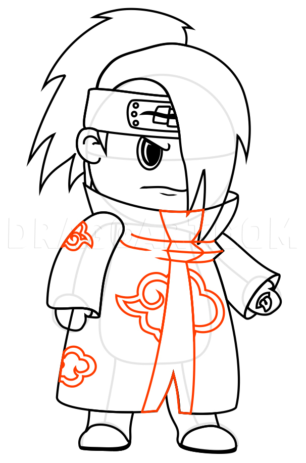 How to draw DEIDARA from Akatsuki (Naruto) step by step, EASY 