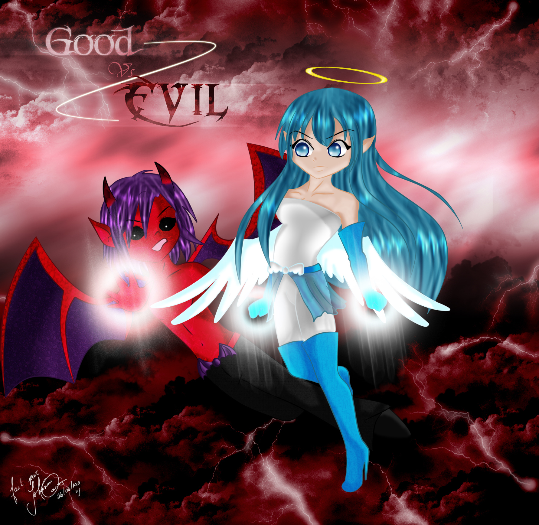 Good Vs Evil Drawing by TaiZa DragoArt